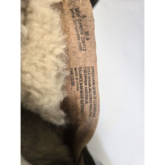 Born Ankle Harness Boots Womens Sz 6 Brown Sheep Shearling Lined Leather Studded - Picture 8 of 8